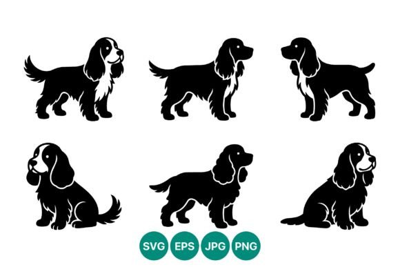 Cocker Spaniel Dog Silhouettes Vector