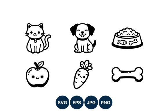 Cute Cat Dog Apple Carrot Line Art Review