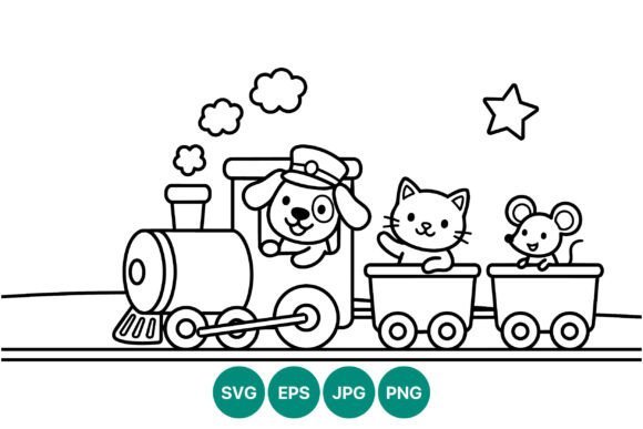 Cute Dog Cat Mouse Train Vector Art Review
