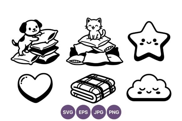 Cute Dog Cat Star Black Line Art Review