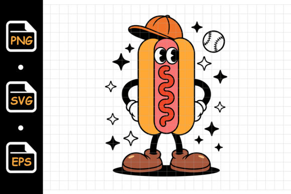 Cute Hot Dog Baseball Player Cartoon Review