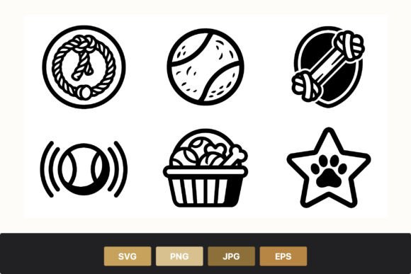Dog Toys Line Art Icons Review