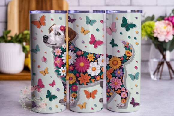 Floral Dog Butterflies Tumbler Wrap Design Review