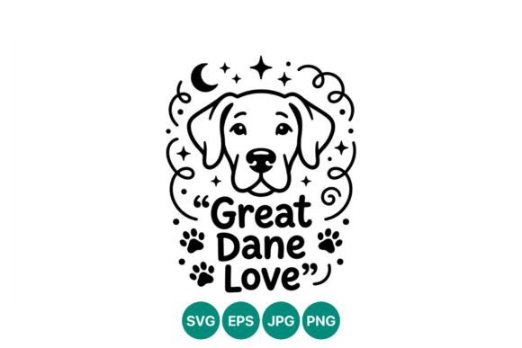 Great Dane Black White Dog Line Art Review