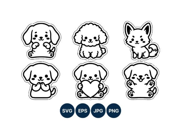 Kawaii Puppy Line Art Cute Dog Set Review