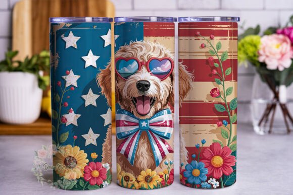 Patriotic Dog Sunflower Tumbler Wrap Design Review