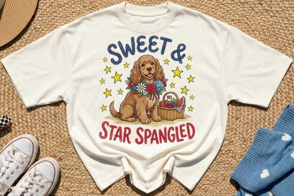 Patriotic Summer Cocker Spaniel Dog PNG Review