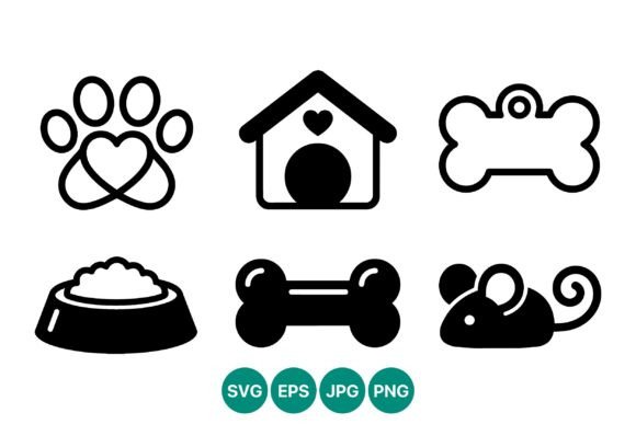 Pet Paw Dog House Bone Food Bowl Vector Review
